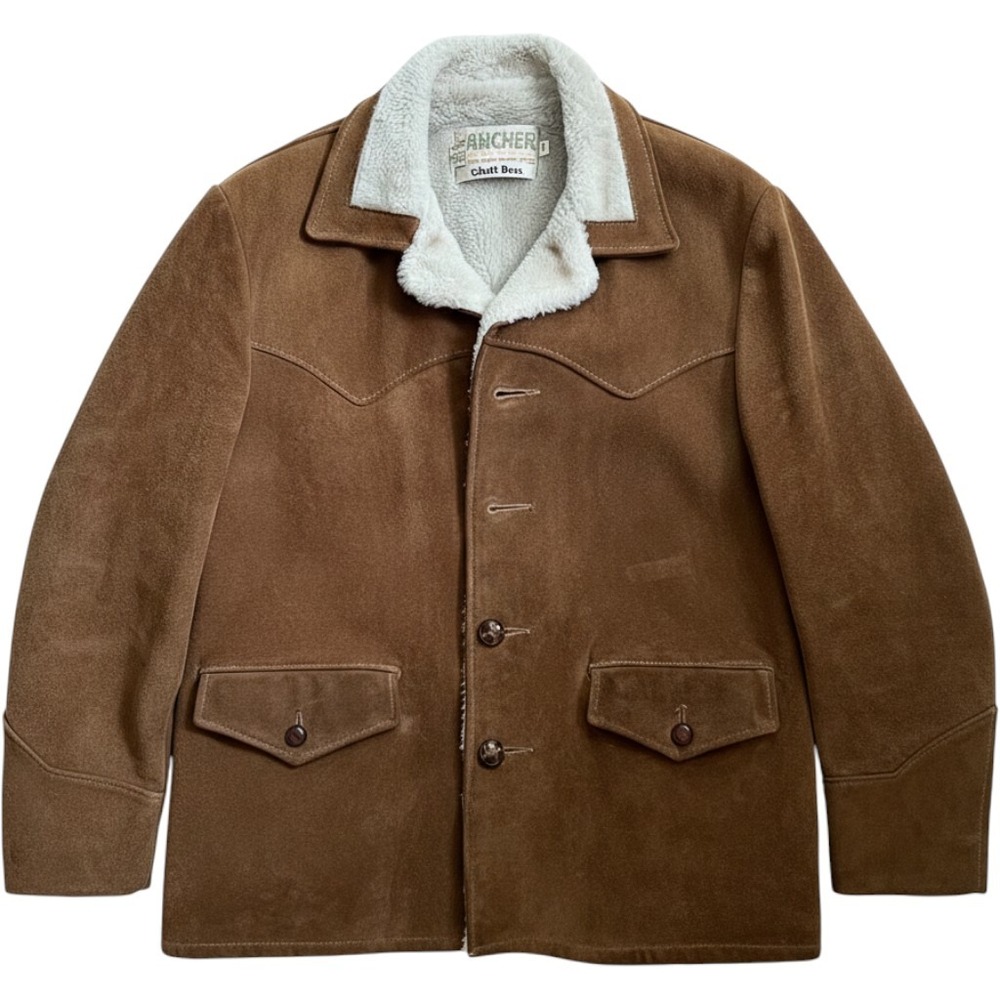Vintage Schott Bros Rancher Suede Western Jacket Brown Shearling Lined Mens 44